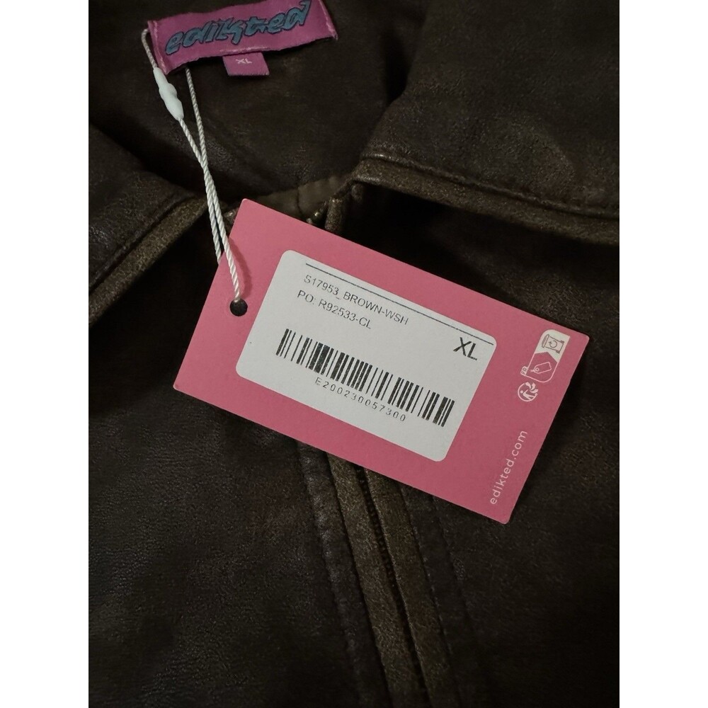 NEW Edikted Oversized Washed Faux Leather Jacket Size XL - Picture 9 of 10